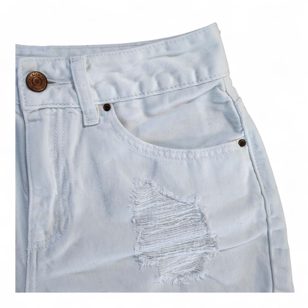 Pac Sun Mom Shorts White Wash Denim Womens Size 25  Distressed - Picture 3 of 5